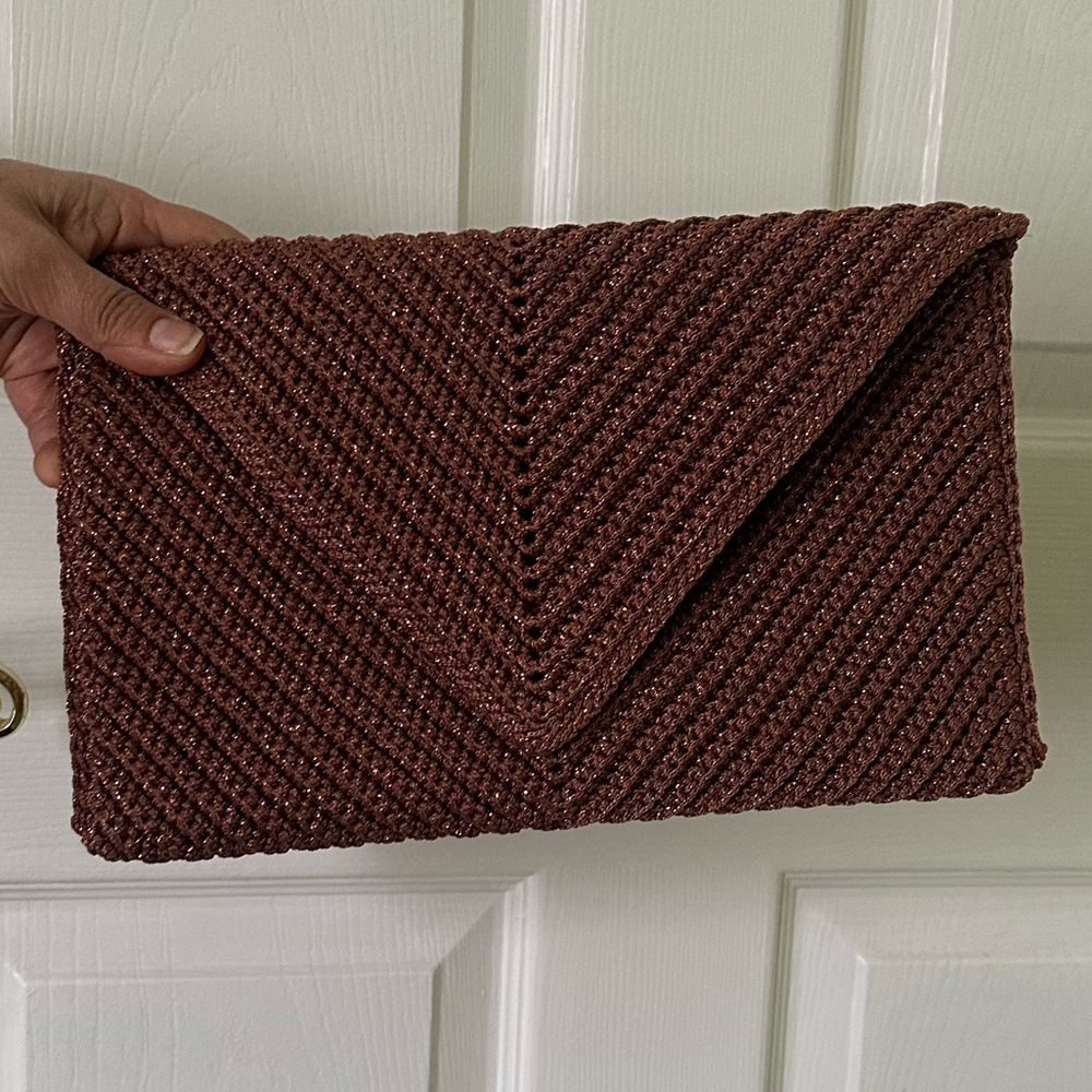Brown/Bronze Clutch with cheetah inside. Perfect handmade bag!